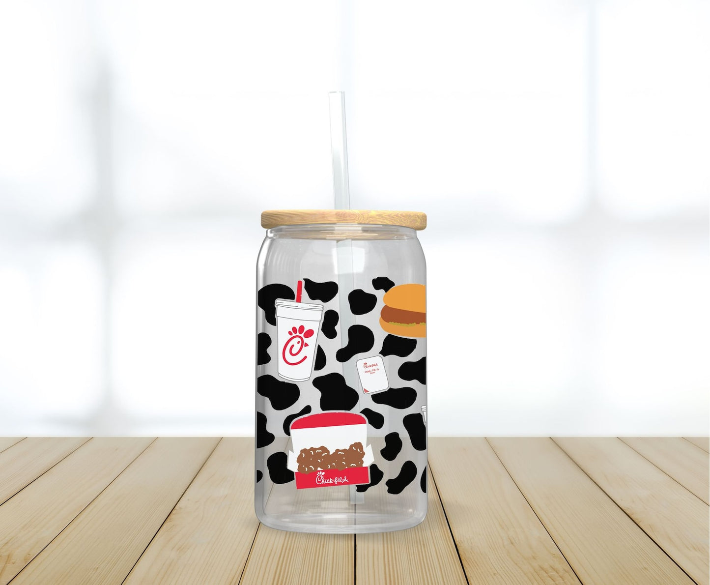 Chick-Fil-A Beer Can Clear Glass Cup 16 oz