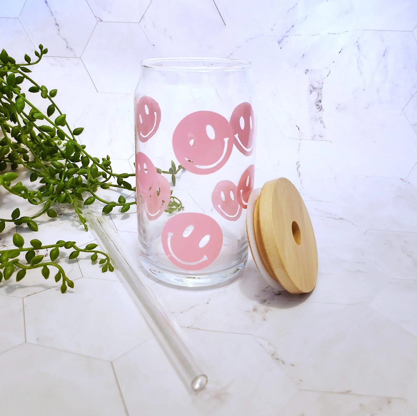 Happy Smile Face Beer Can Glass 16 oz