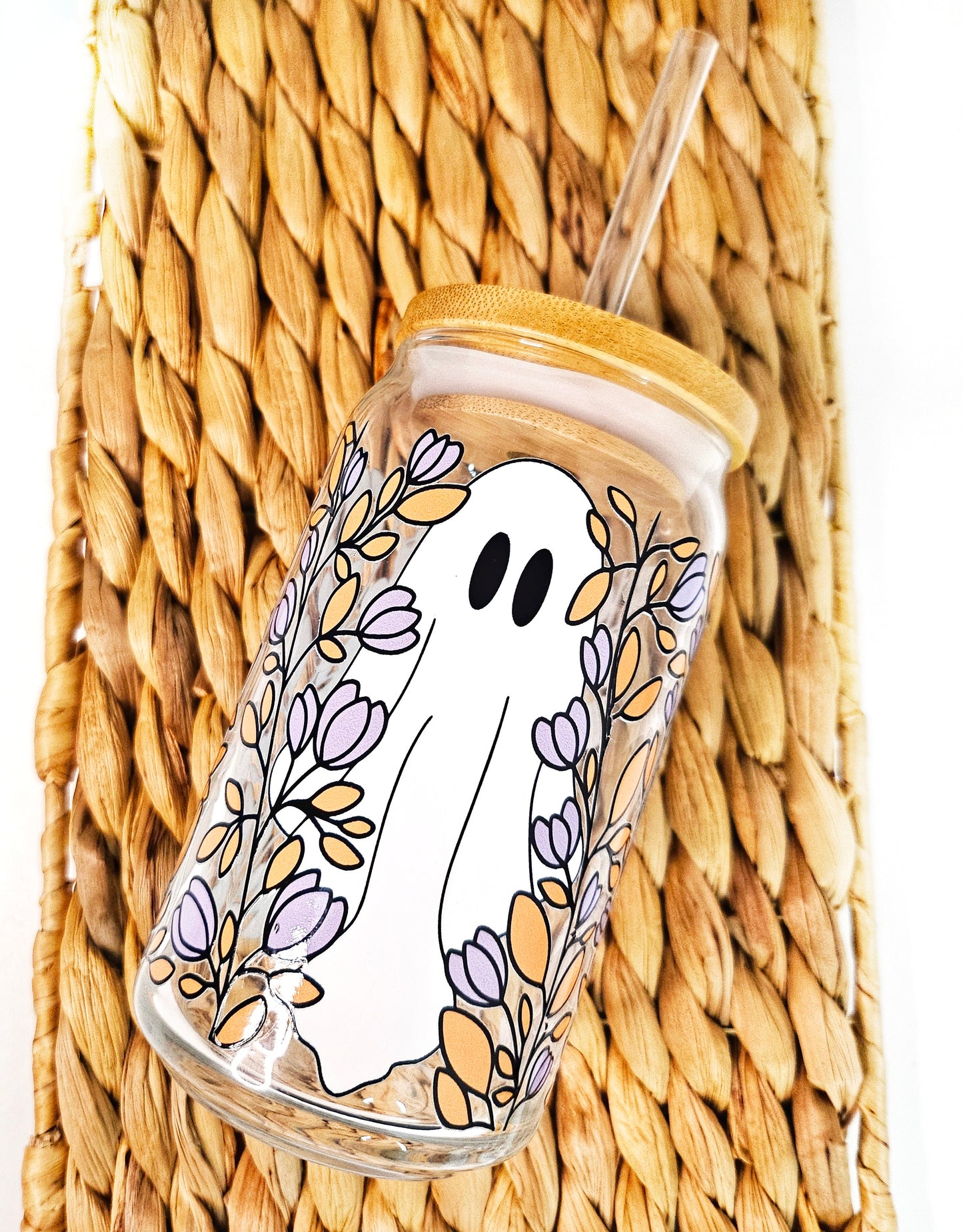 Halloween Ghost Beer Can Glass Cup 16 oz