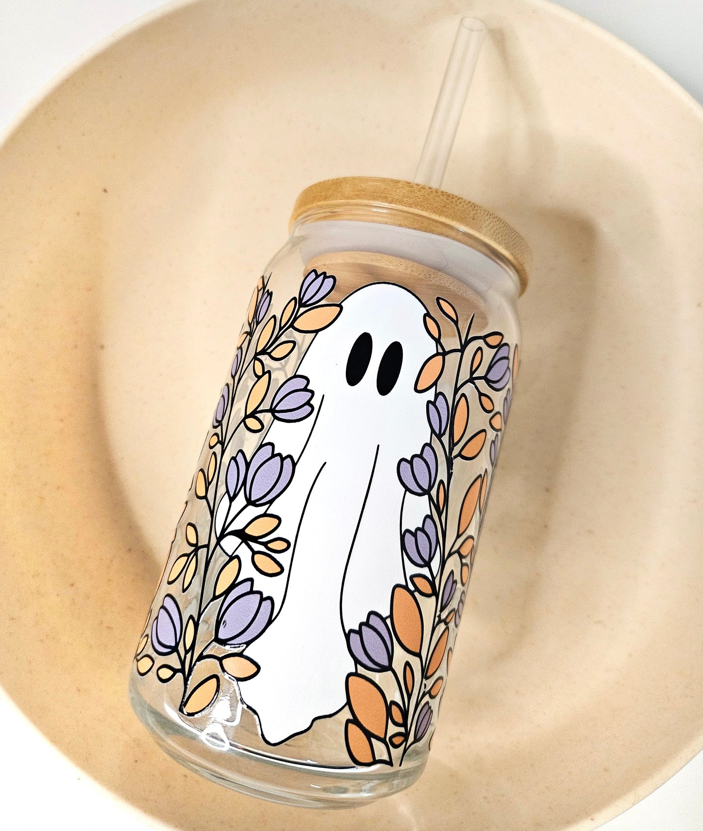 Halloween Ghost Beer Can Glass Cup 16 oz