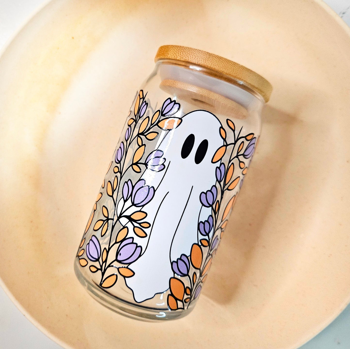 Halloween Ghost Beer Can Glass Cup 16 oz