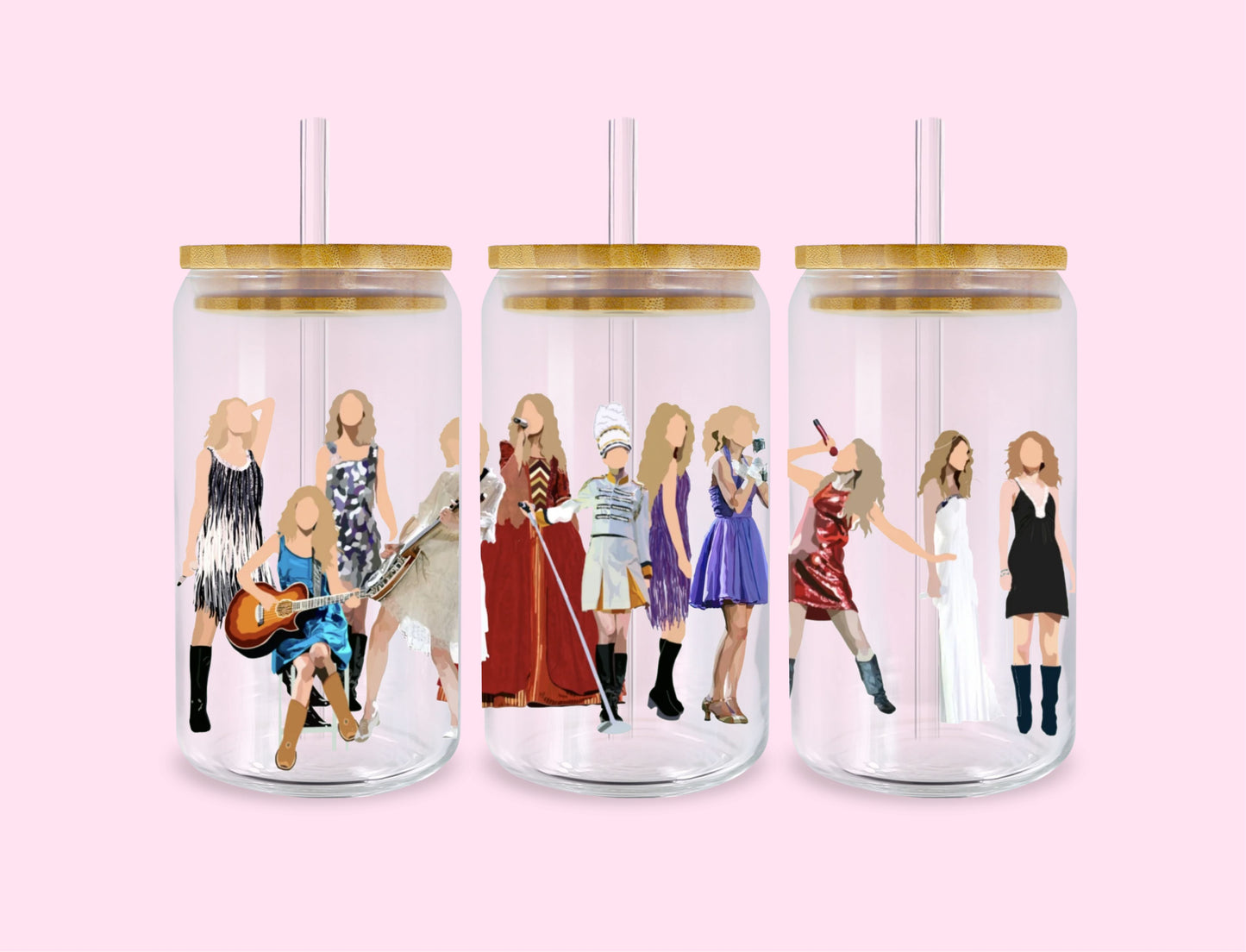 Taylor swift eras glass can cup | Coffee Glass | 16 oz glass can cup | Libbey wrapped