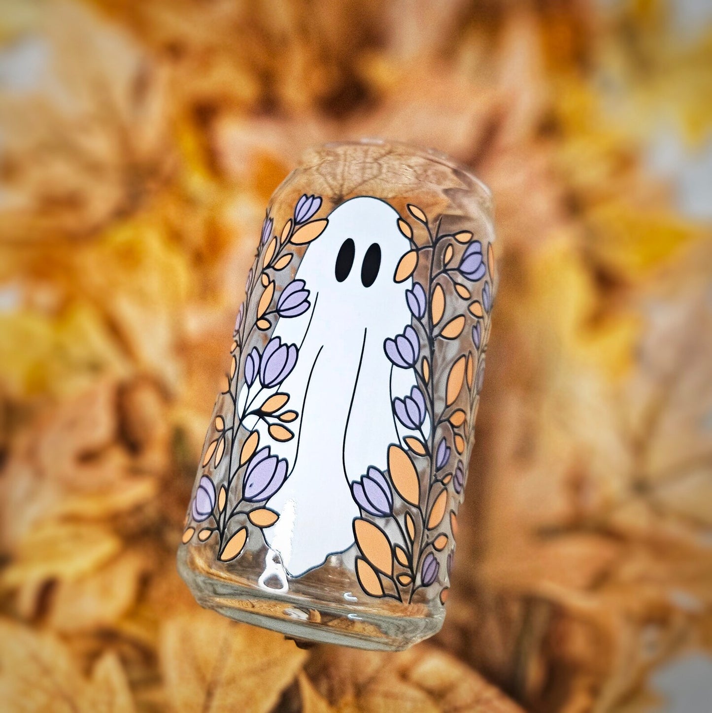 Halloween Ghost Beer Can Glass Cup 16 oz