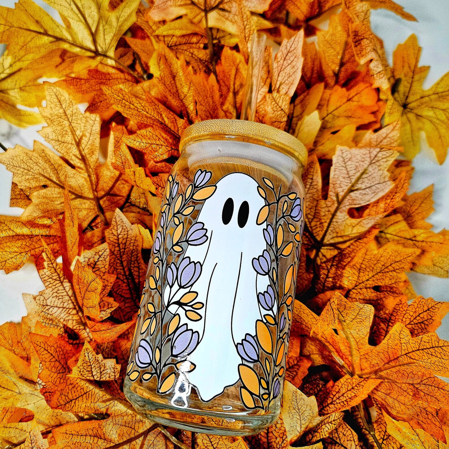 Halloween Ghost Beer Can Glass Cup 16 oz