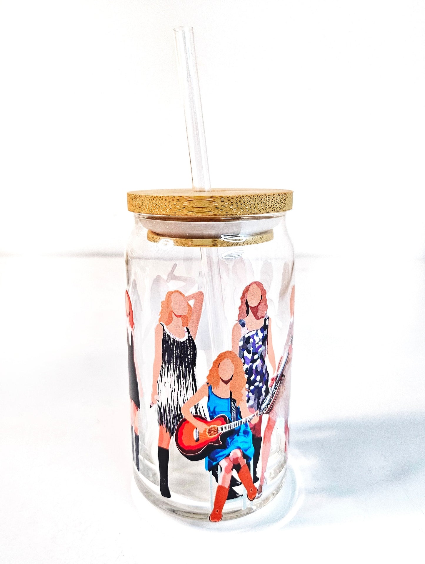 Taylor swift eras glass can cup | Coffee Glass | 16 oz glass can cup | Libbey wrapped