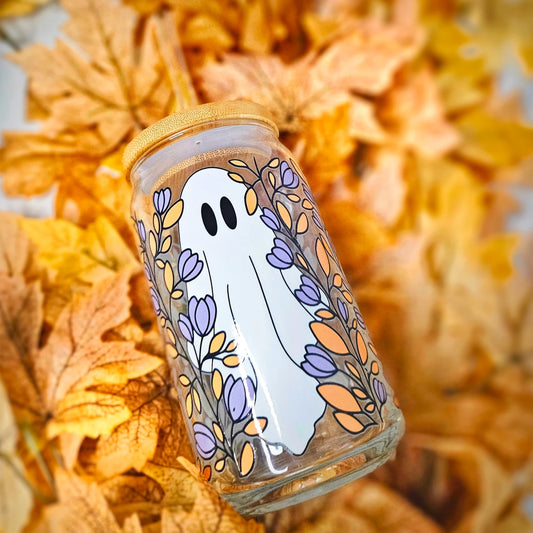 Halloween Ghost Beer Can Glass Cup 16 oz