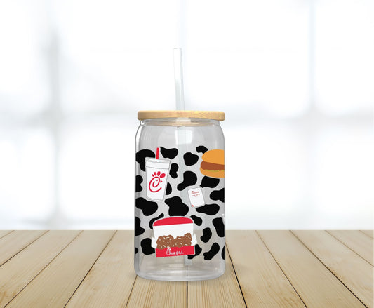 Chick-Fil-A Beer Can Clear Glass Cup 16 oz