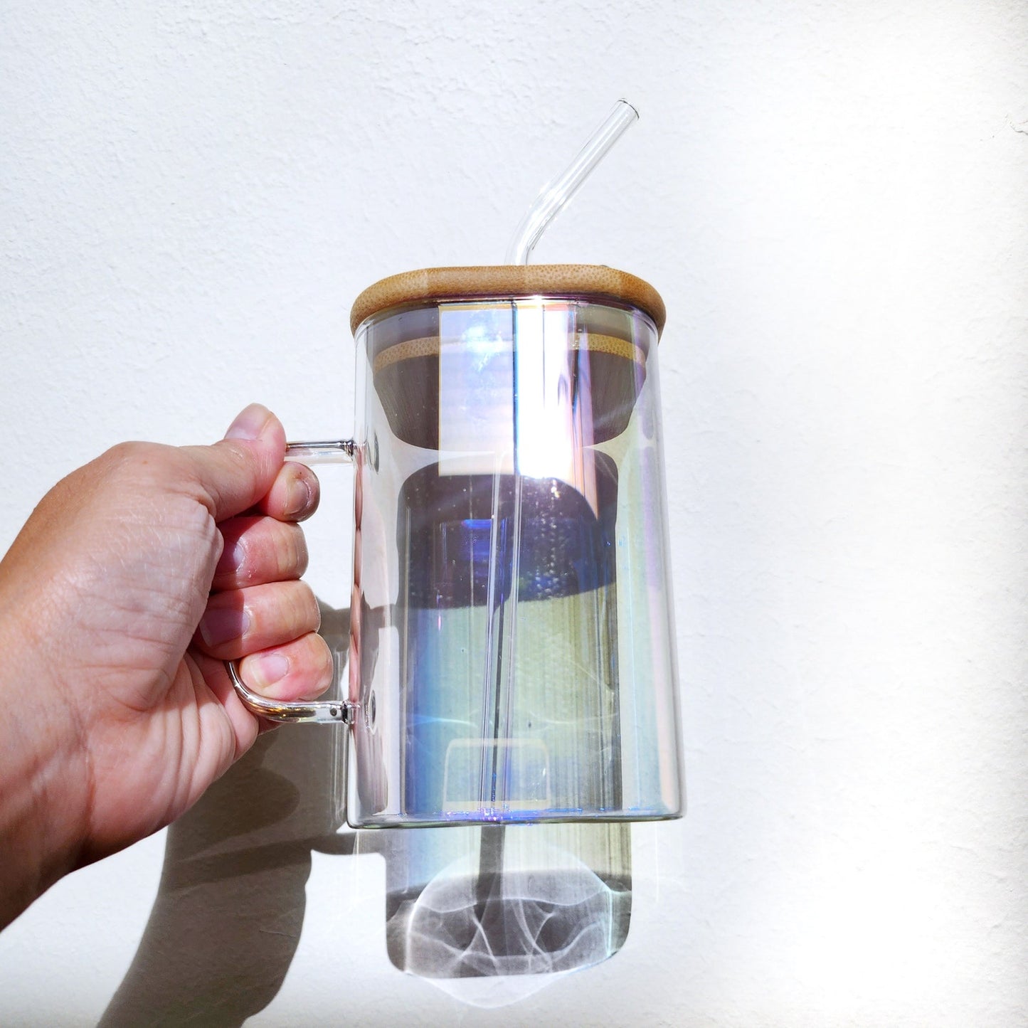 Iridescent Glass Mug, 20oz Modern Glass Tumbler