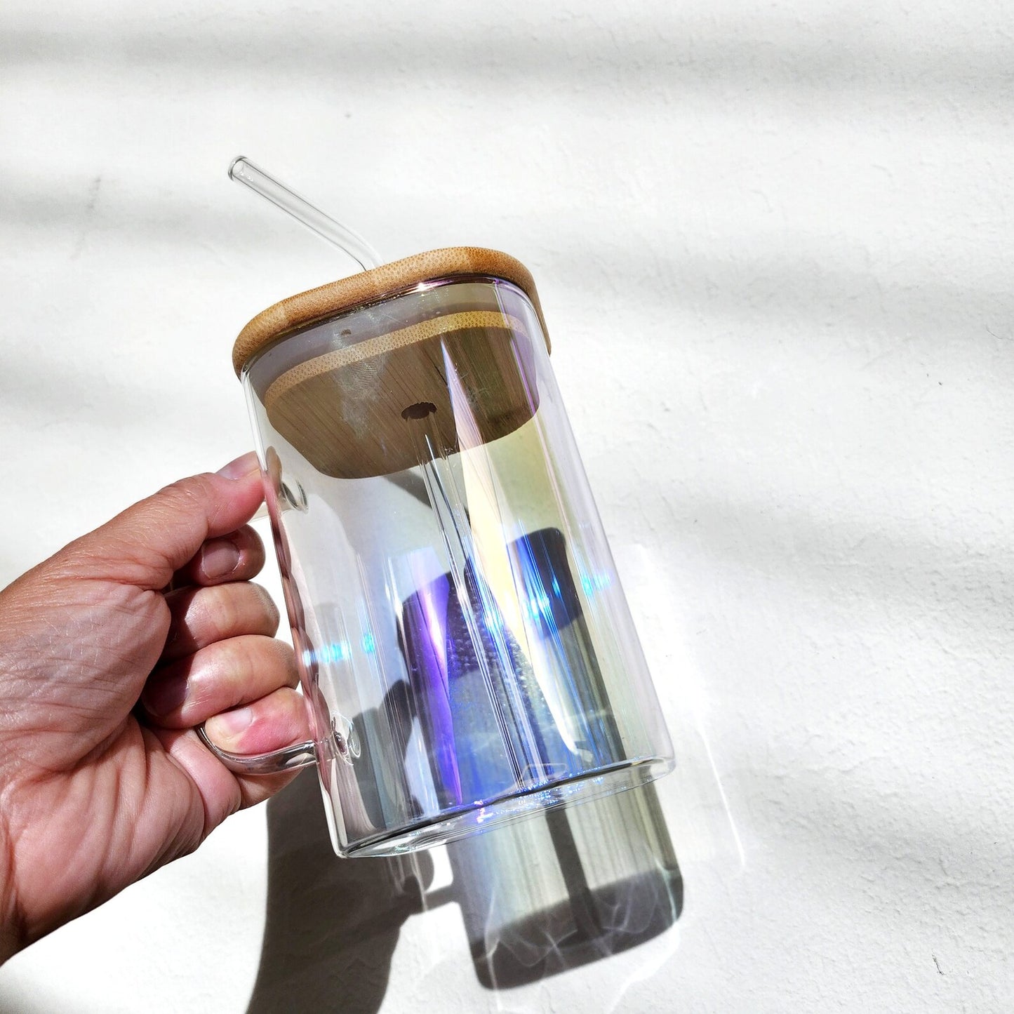 Iridescent Glass Mug, 20oz Modern Glass Tumbler